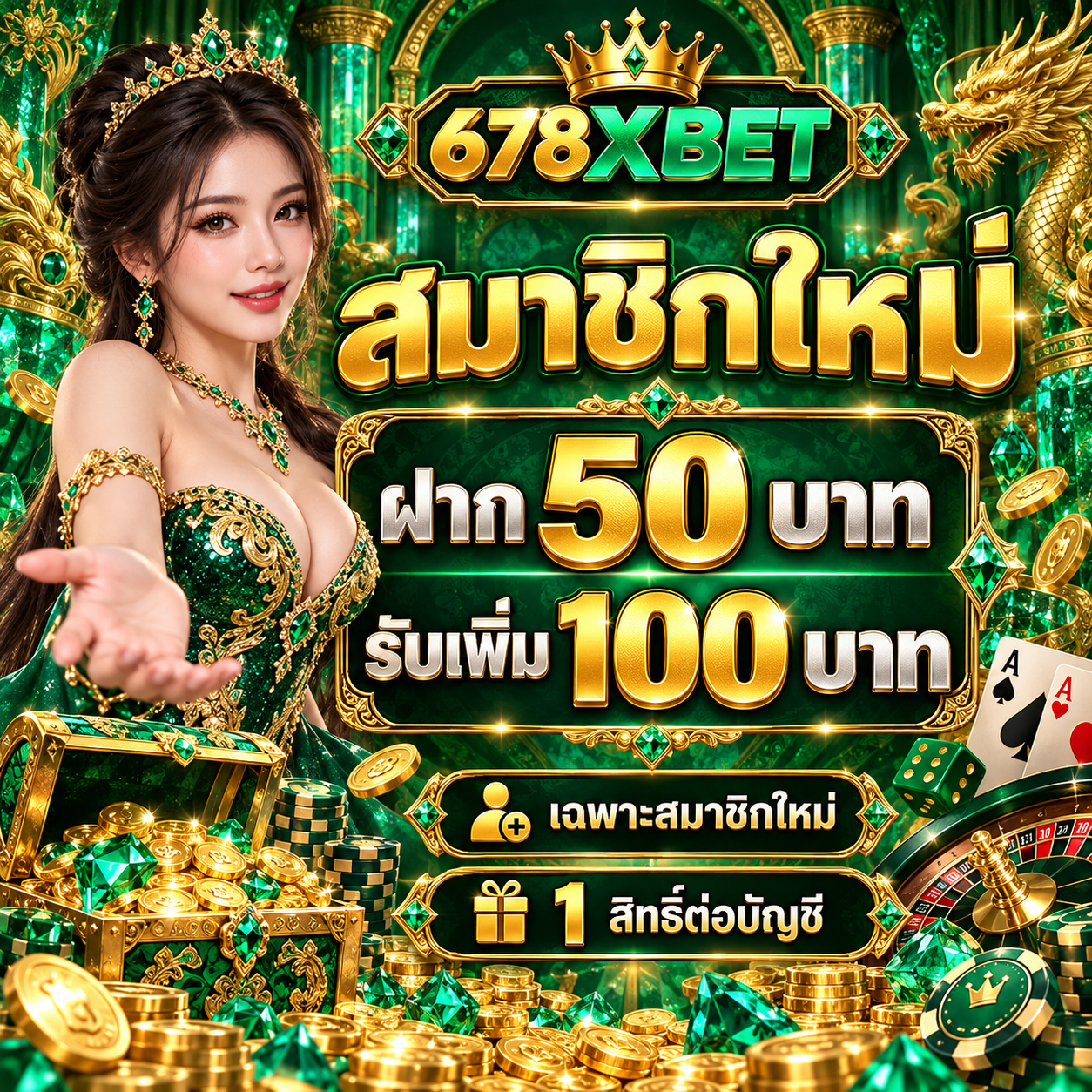 โปรโมชั่น 678xbet สมาชิกใหม่ ฝาก 50 บาท รับเพิ่ม 100 บาท